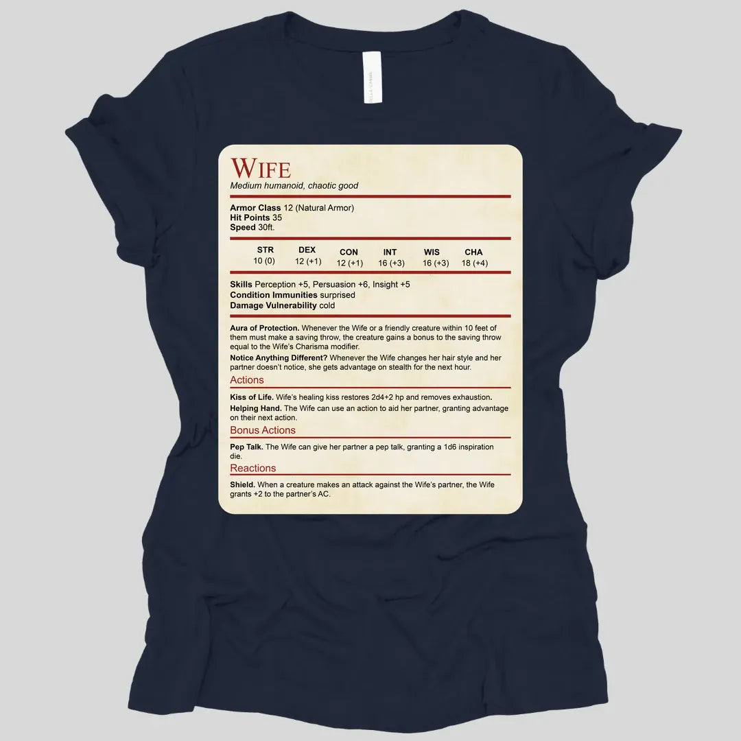 DnD Wife Stat Block Women's T-Shirt