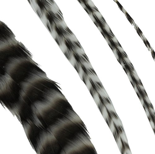 Donna Bella Striped Black and White Feather Hair Extensions