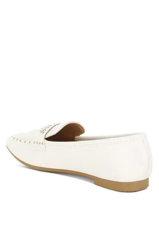 Shoes Rag Company Dorlina Studded Faux Leather Loafers - Stylish Comfort Footwear