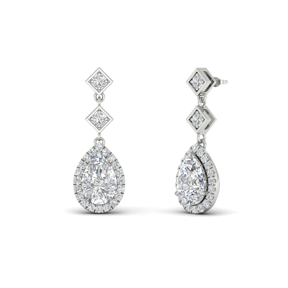 Double Drop Pear Halo Earring