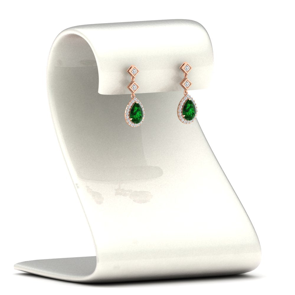 Double Drop Pear Halo Earring
