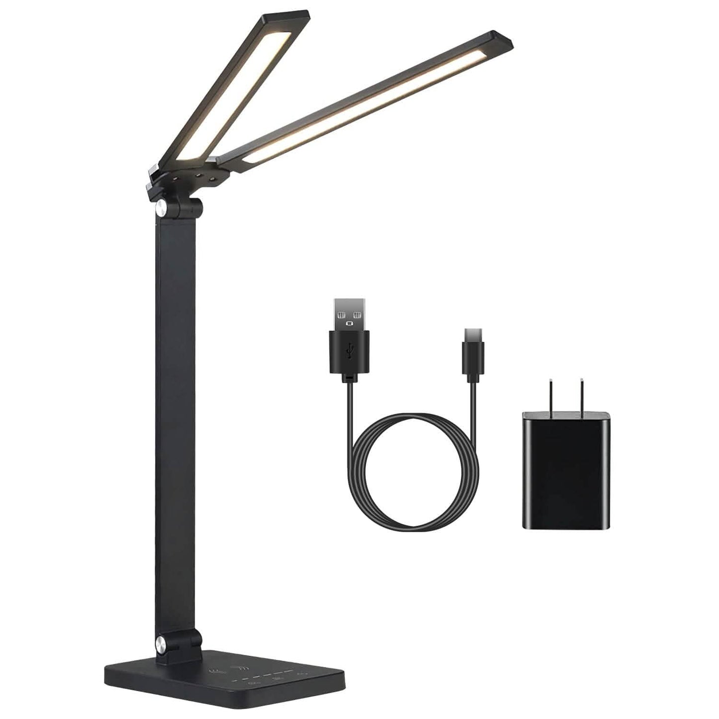 Double Head Desk Lamp with Wireless Charging USB Port