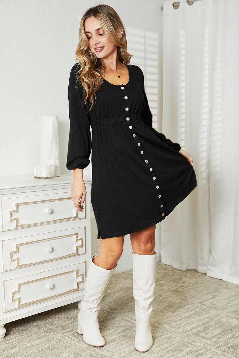 Trendsi Long Sleeve Dress Empire Waist Women's — Elegant Design