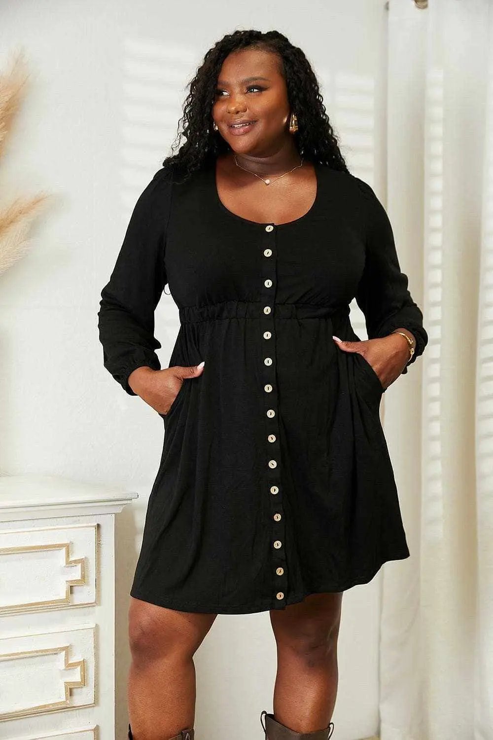 Trendsi Long Sleeve Dress Empire Waist Women's — Elegant Design