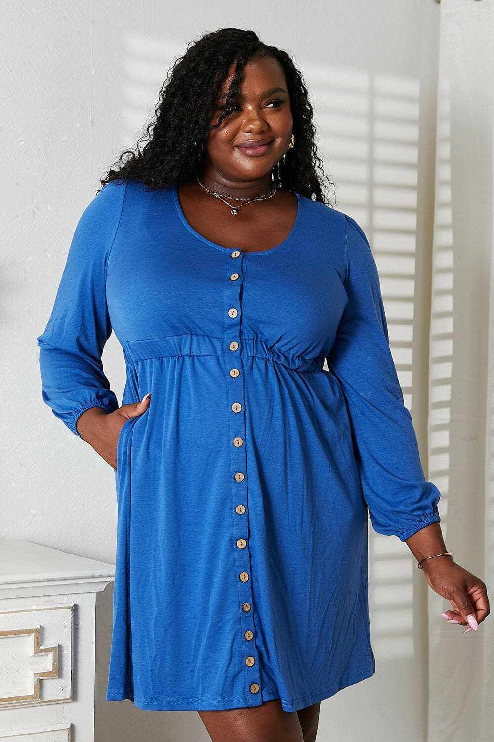 Trendsi Long Sleeve Dress Empire Waist Women's — Elegant Design