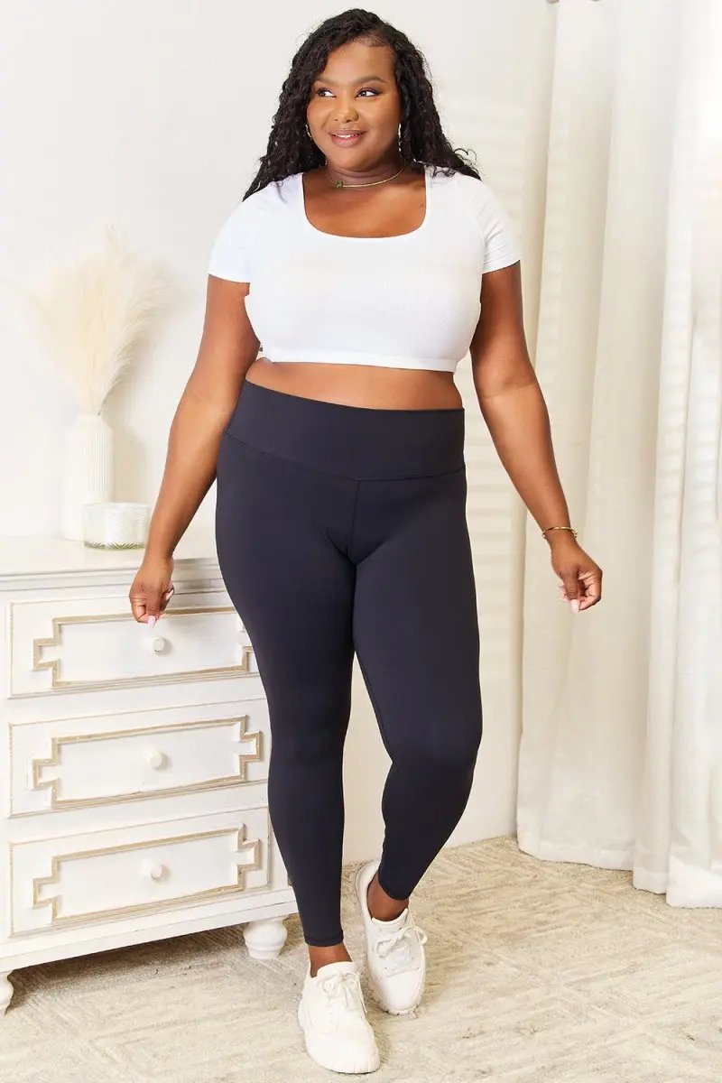 T-Shirts Trendsi Wide Waistband Leggings Women's Activewear Comfort & USA Shipped