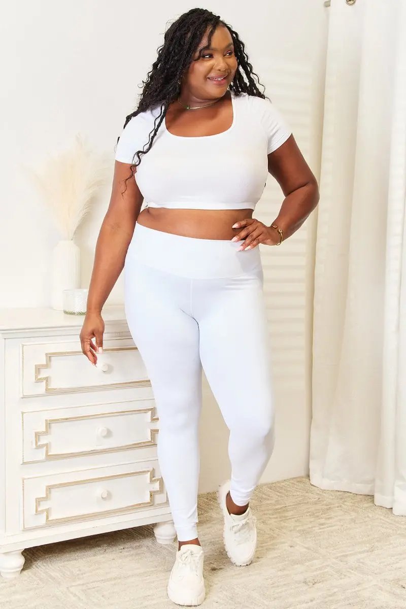 T-Shirts Trendsi Wide Waistband Leggings Women's Activewear Comfort & USA Shipped
