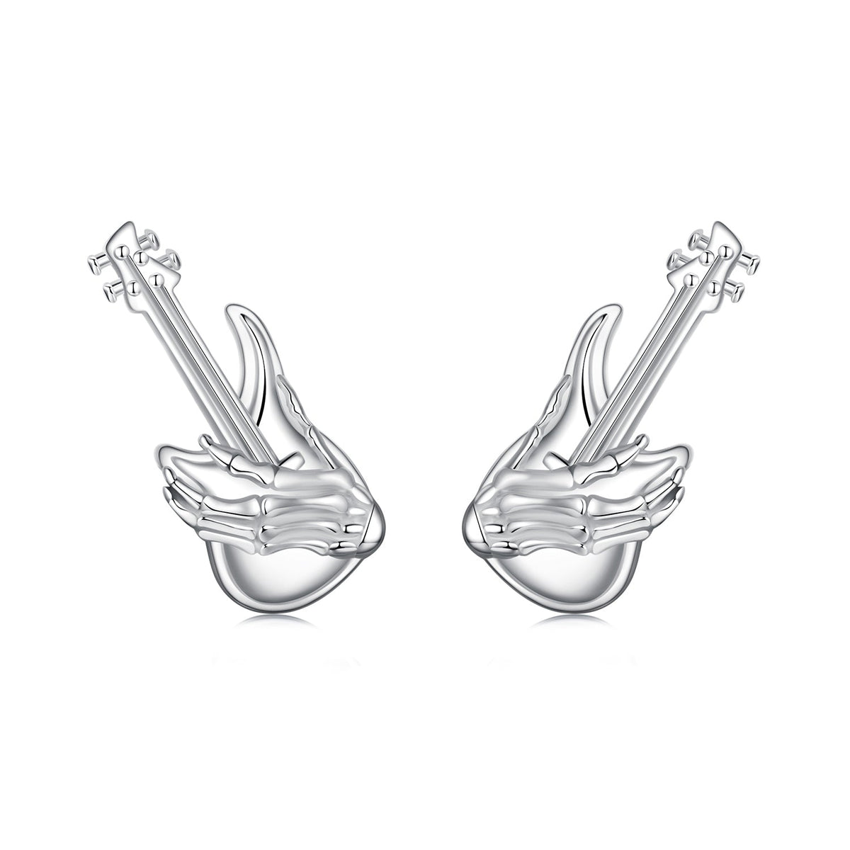 925 Sterling Silver Earrings for Women with White Gold Plating, Size 1.5x0.6cm