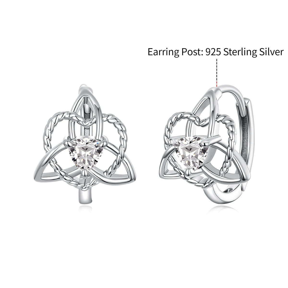 925 Sterling Silver White Gold Plated Pavé CZ 1.5x1.2cm Hoop Earrings for Women