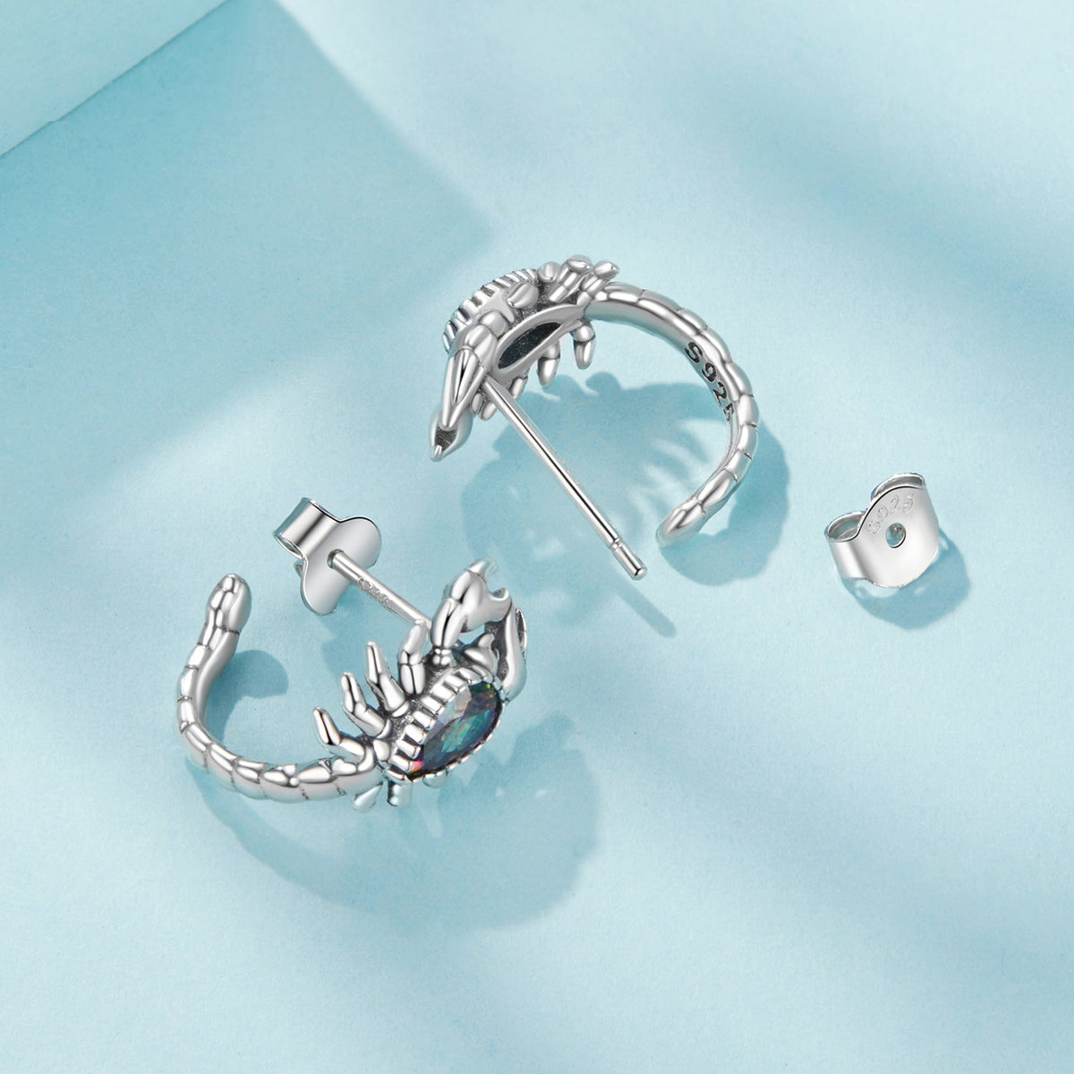 925 Sterling Silver Oxidized Earrings with Pavé CZ for Women