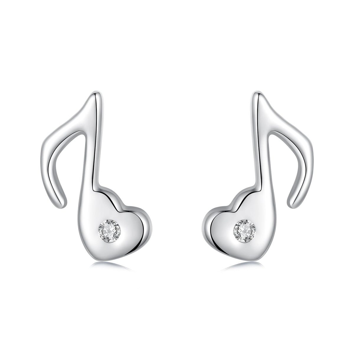 925 Sterling Silver Earrings with Pavé Setting CZ in White Gold Finish, 1x0.7cm for Women