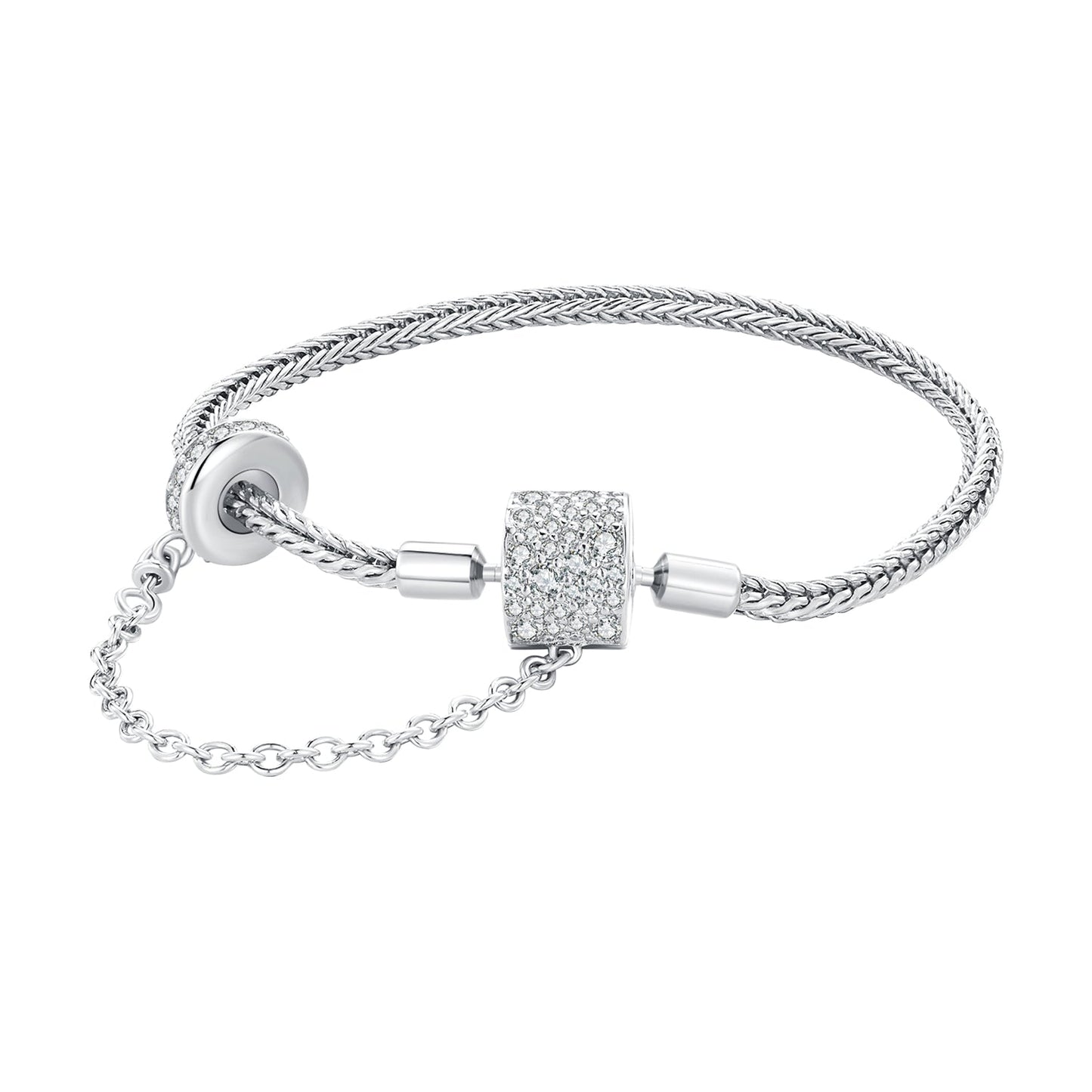 925 Sterling Silver Bracelet 17cm with Pavé Setting CZ for Women