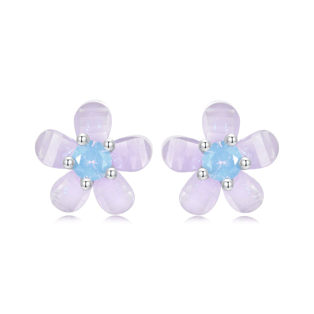 925 Sterling Silver Opal 8mm Earrings for Women