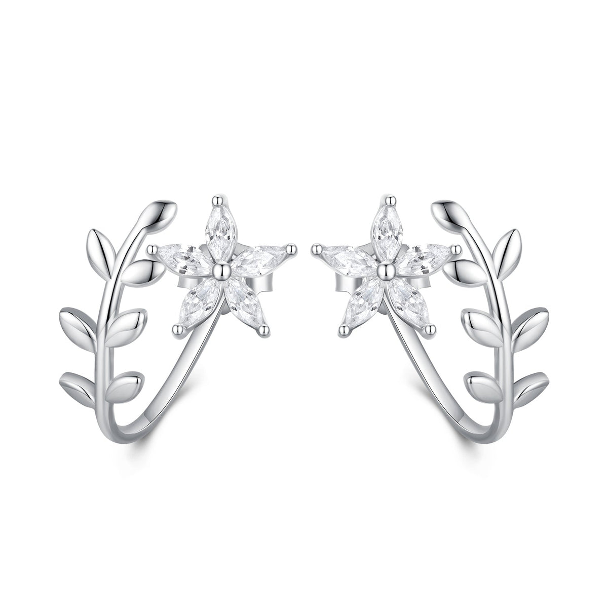925 Sterling Silver Plated Platinum Earrings with CZ