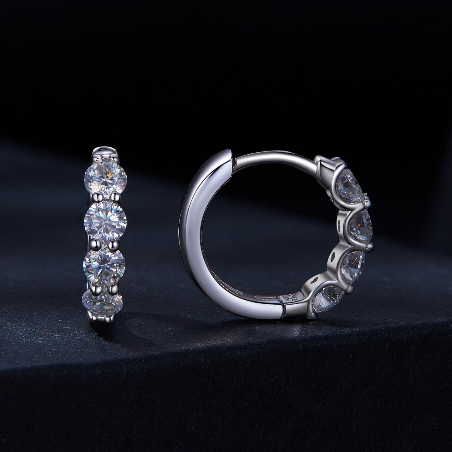 925 Sterling Silver Moissanite 0.1 Carat Platinum Plated Earrings for Women
