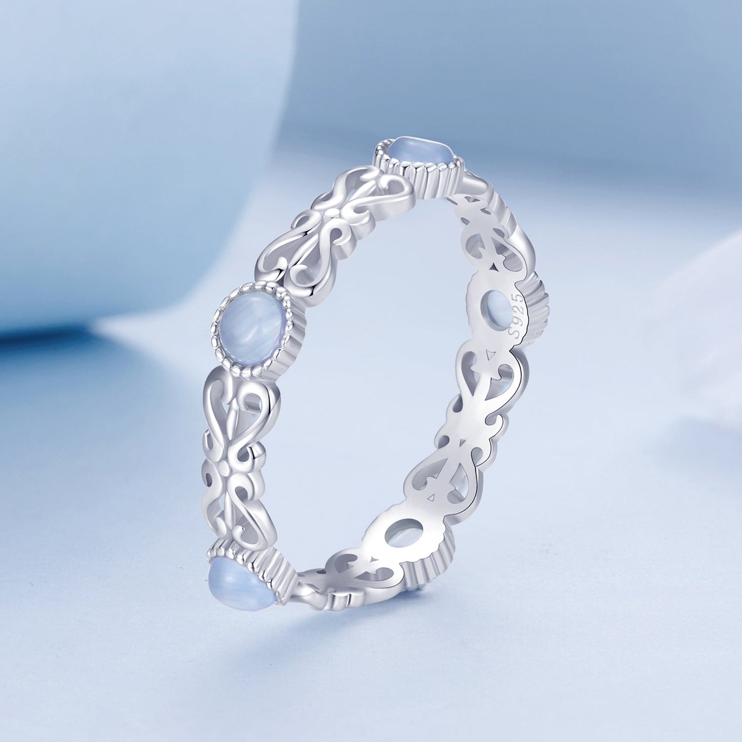 S925 Sterling Silver 4mm Plated Platinum Ring for Women Size 6.0