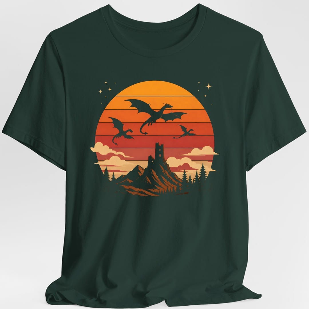 Dragon Castle Retro Sunset T-Shirt