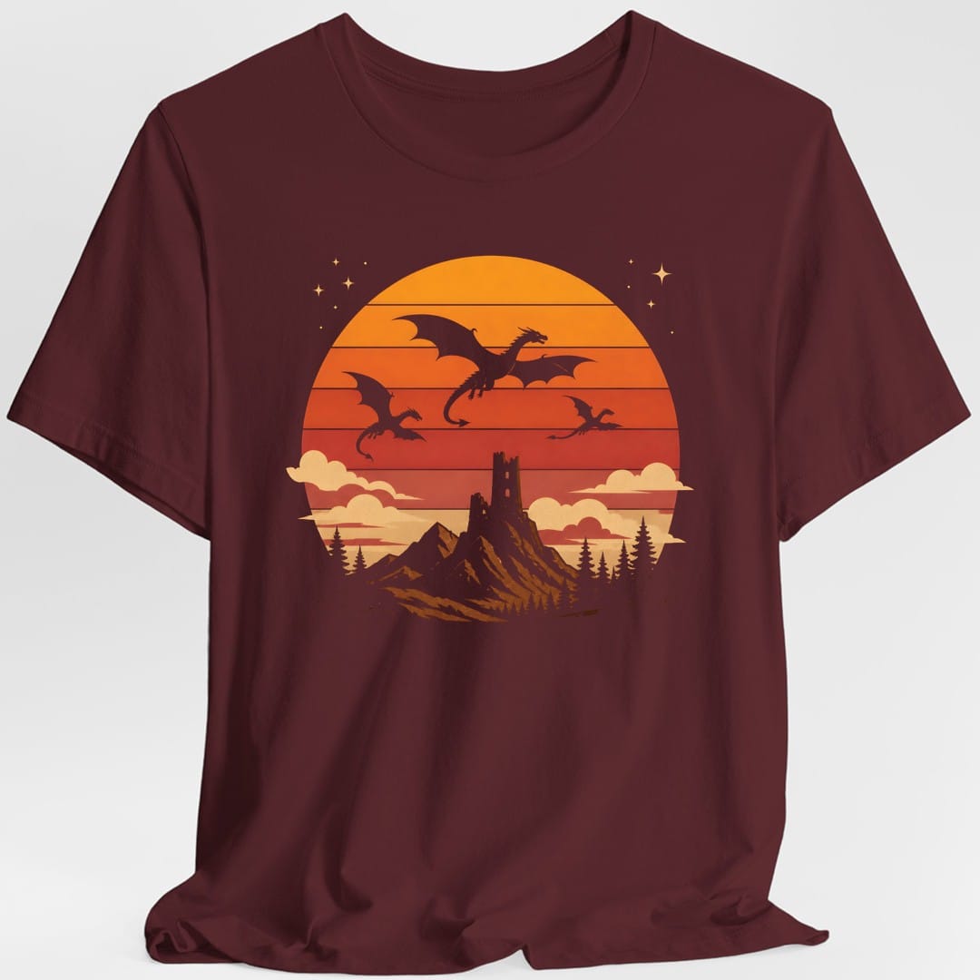 Dragon Castle Retro Sunset T-Shirt