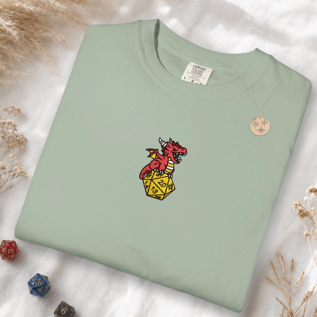 Dragon Dice Embroidery T-shirt - Comfort Colors