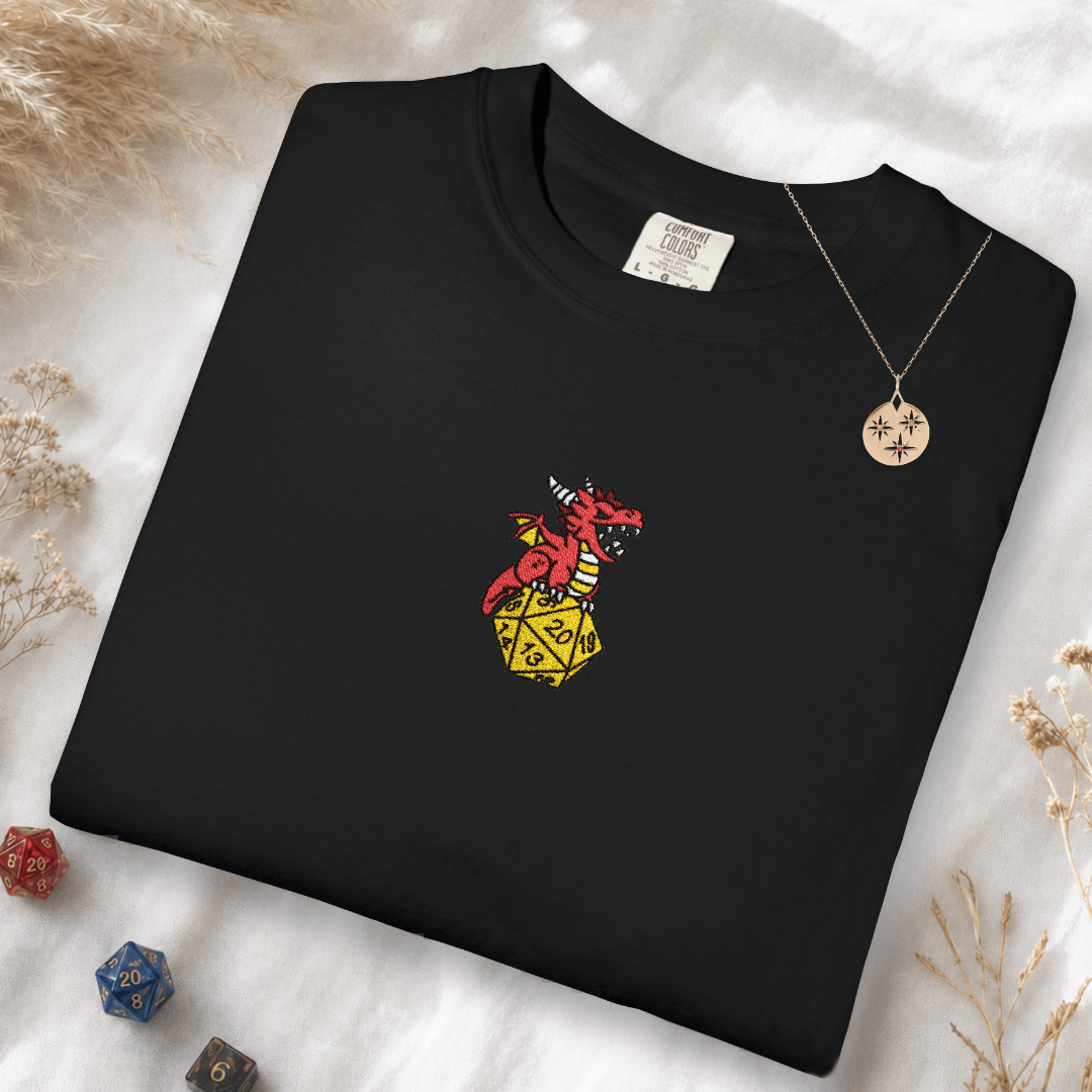 Dragon Dice Embroidery T-shirt - Comfort Colors