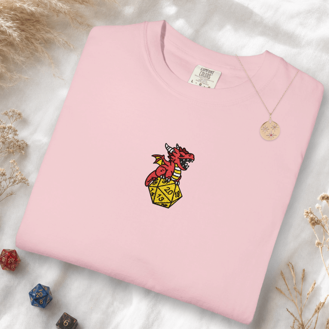 Dragon Dice Embroidery T-shirt - Comfort Colors