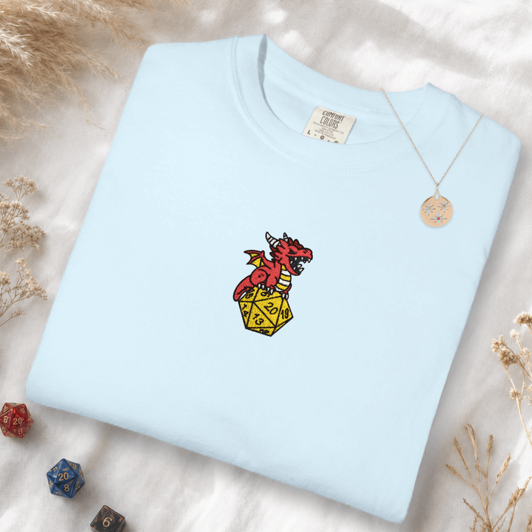 Dragon Dice Embroidery T-shirt - Comfort Colors