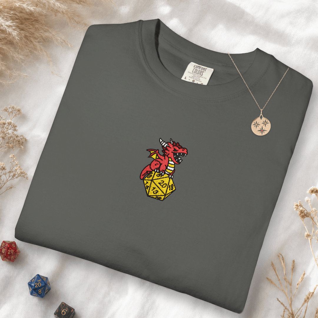 Dragon Dice Embroidery T-shirt - Comfort Colors