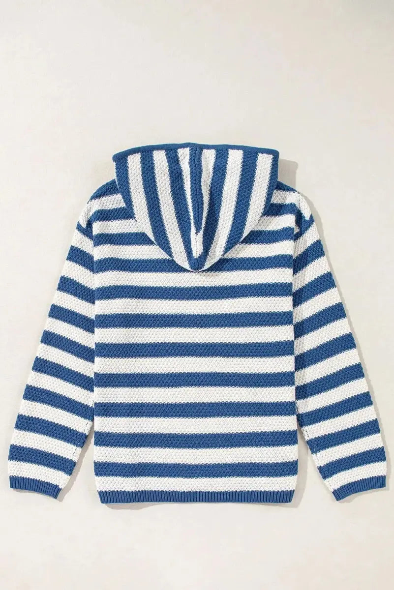 Jackets Trendsi Striped Hoodie Women's Casual Cotton Blend Drawstring Sweater - Soft & Stylish