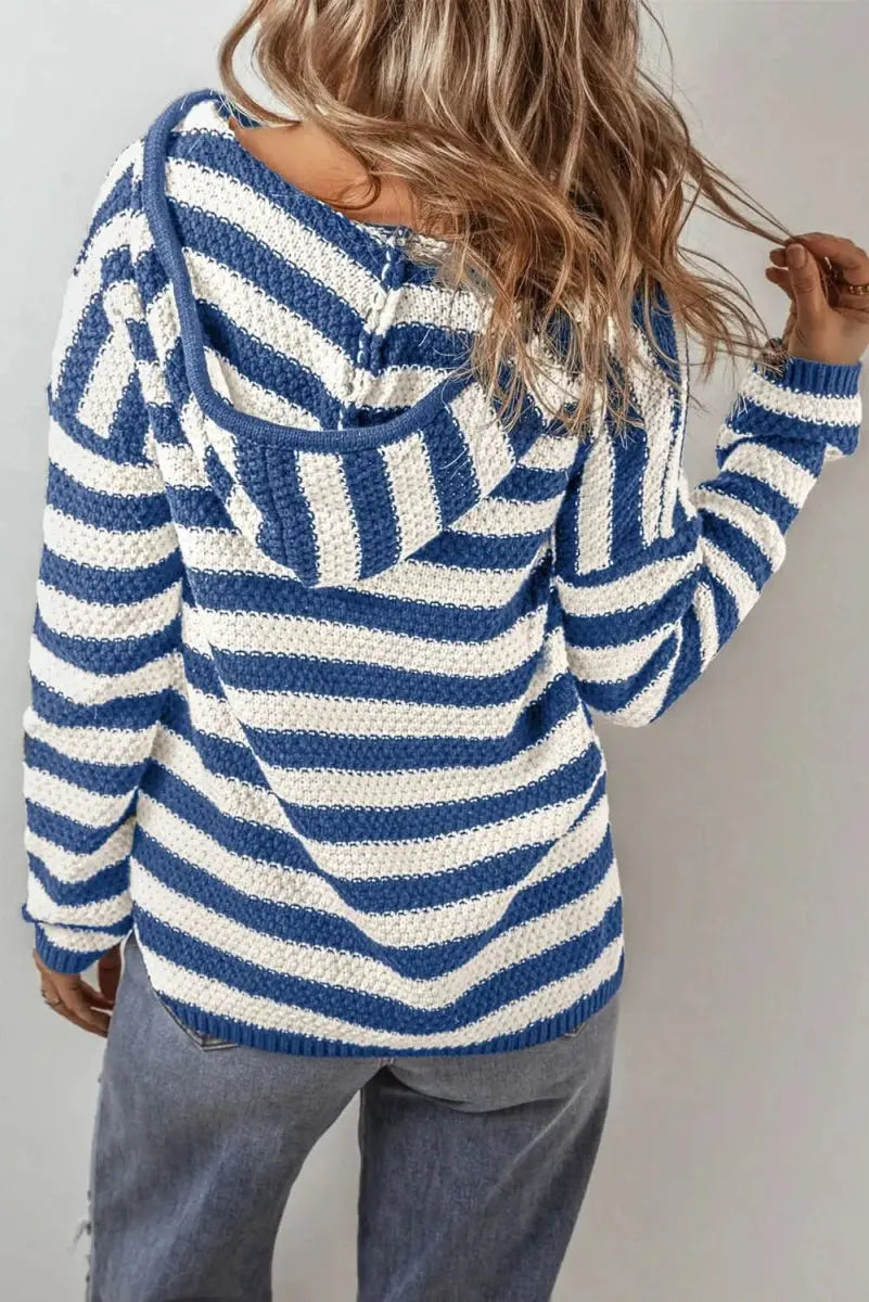 Jackets Trendsi Striped Hoodie Women's Casual Cotton Blend Drawstring Sweater - Soft & Stylish