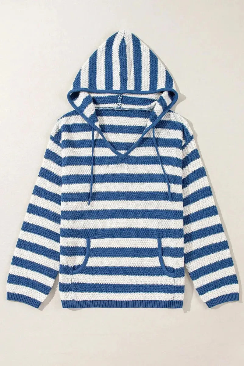 Jackets Trendsi Striped Hoodie Women's Casual Cotton Blend Drawstring Sweater - Soft & Stylish