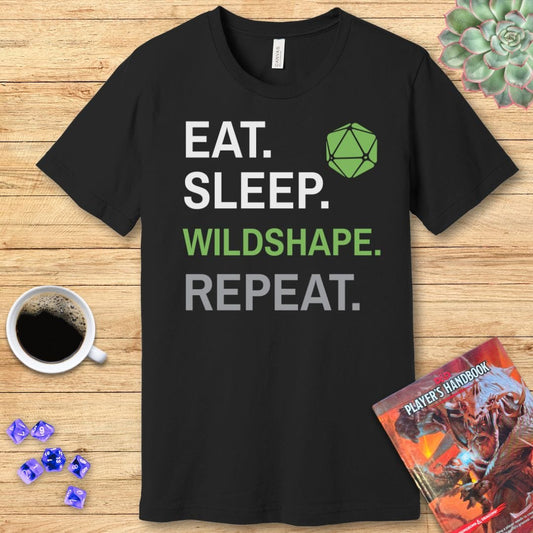 Camiseta de la clase Druida – 'Comer, Dormir, Transformarse, Repetir'