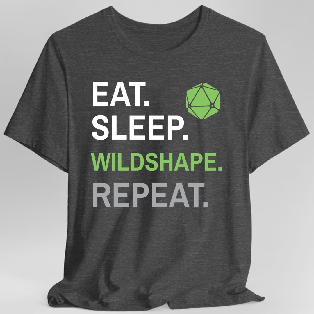 Camiseta de la clase Druida – 'Comer, Dormir, Transformarse, Repetir'