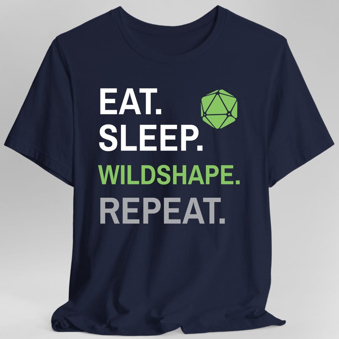 Camiseta de la clase Druida – 'Comer, Dormir, Transformarse, Repetir'