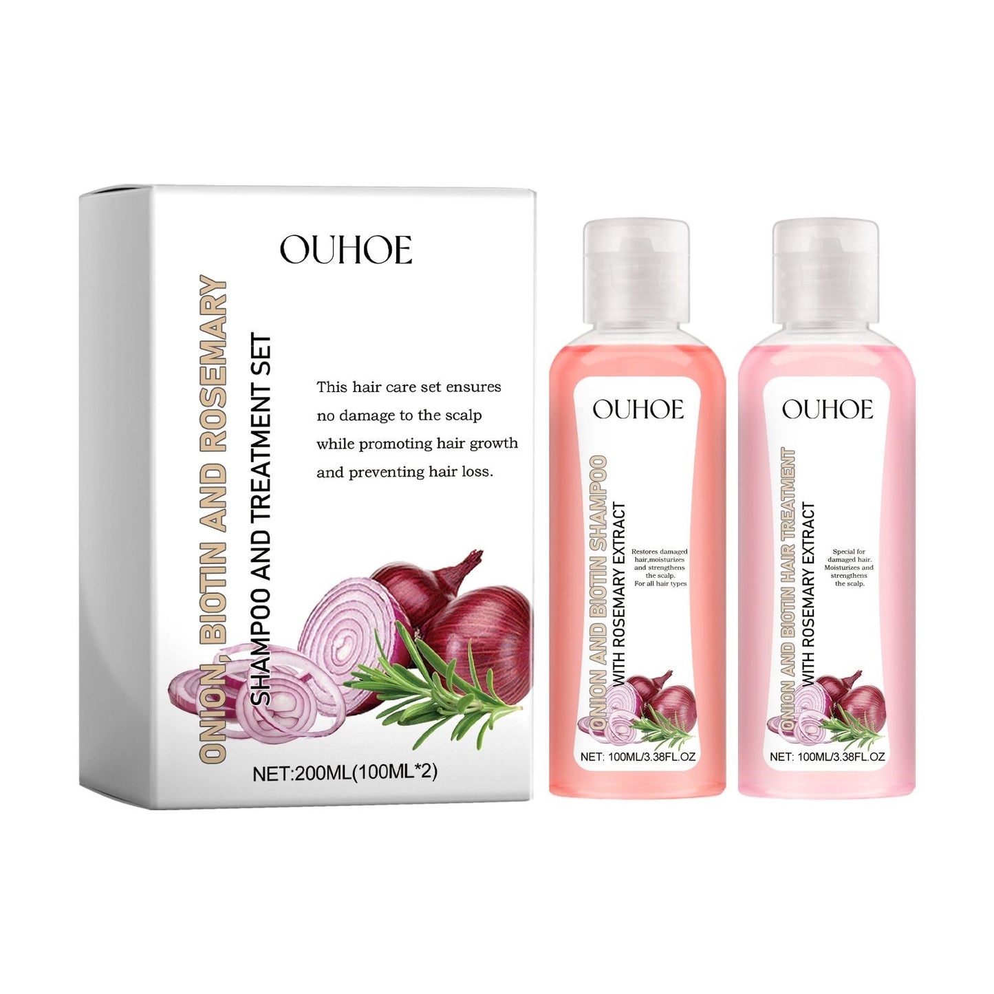 OUHOE Onion Biotin Rosemary Shampoo Set Nourish Roots Scalp Dense Shine Thick Hair