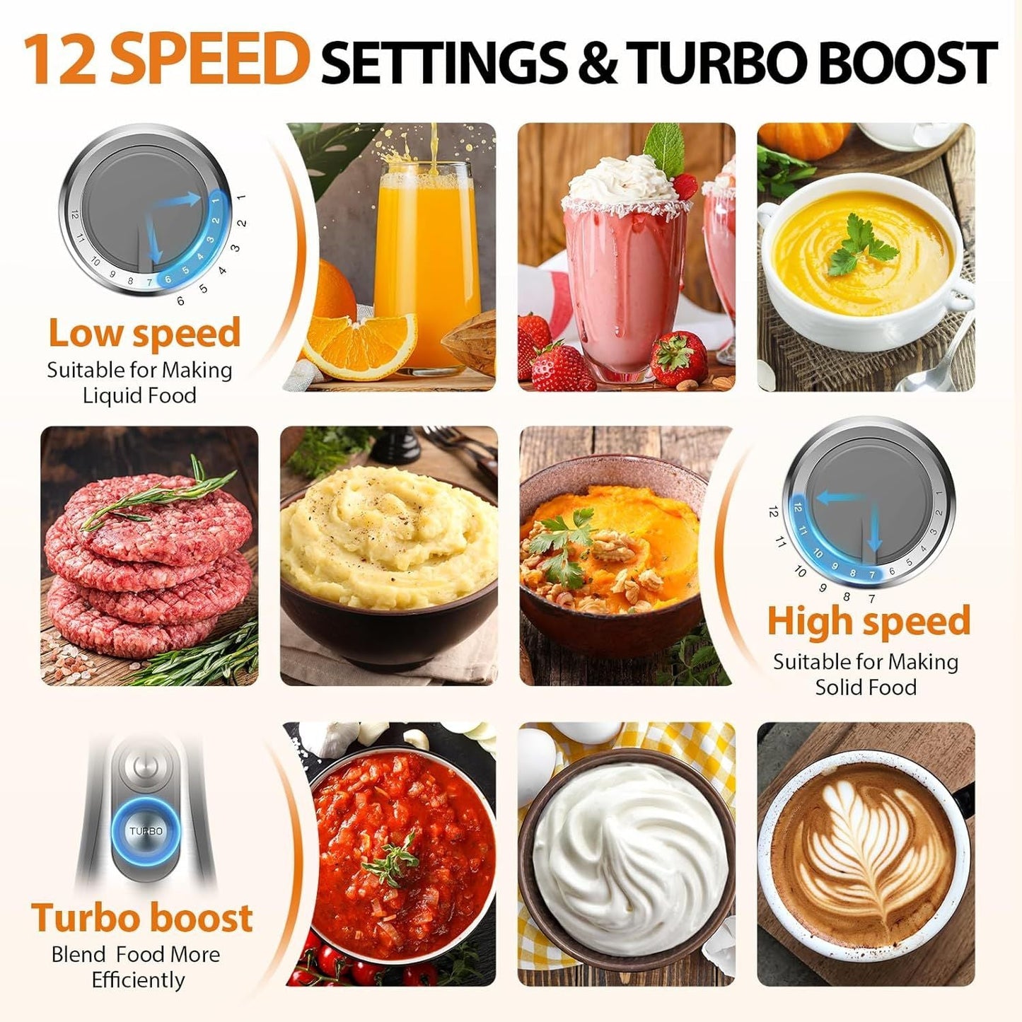 KOIOS Immersion Blender, 1000W Anti-scratch 3-in-1 Hand Blender, Upgraded 12 Speed Stainless Steel Blade Stick Blender with Turbo Mode, Whisk and Milk Frother, B PA-F ree