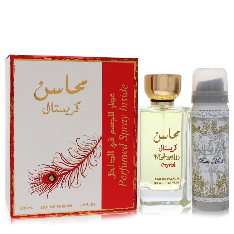 Lattafa Mahasin Crystal by Lattafa Eau De Parfum Spray with 1.7 oz Deodorant Spray