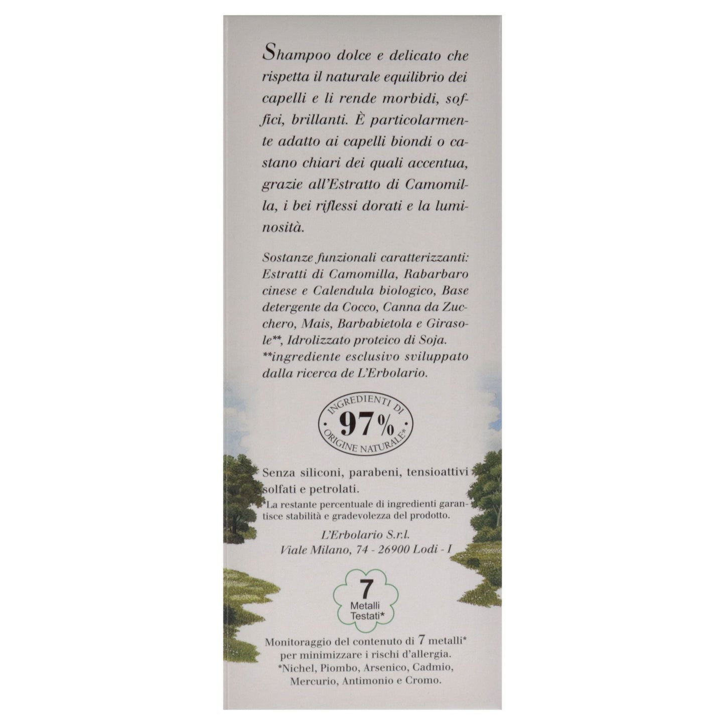 Blond and Light Brown Hair Shampoo - Chamomile by LErbolario for Unisex - 6.7 oz Shampoo