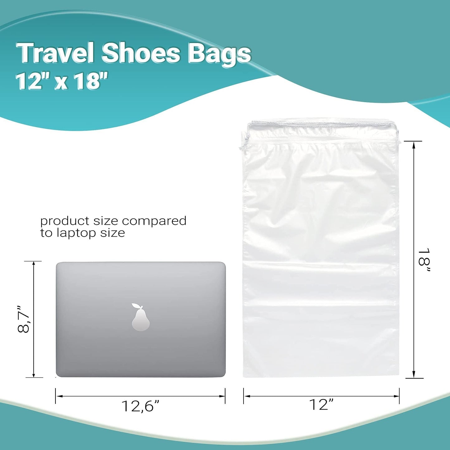 Clear Drawstring Bag, 12 x 18 Inches. Pack of 1000 Clear Plastic Drawstring Bags. 2 Mil Drawstring Clear Plastic Bags. Waterproof Clear Plastic Bags Drawstring for Cosmetics, Toiletries