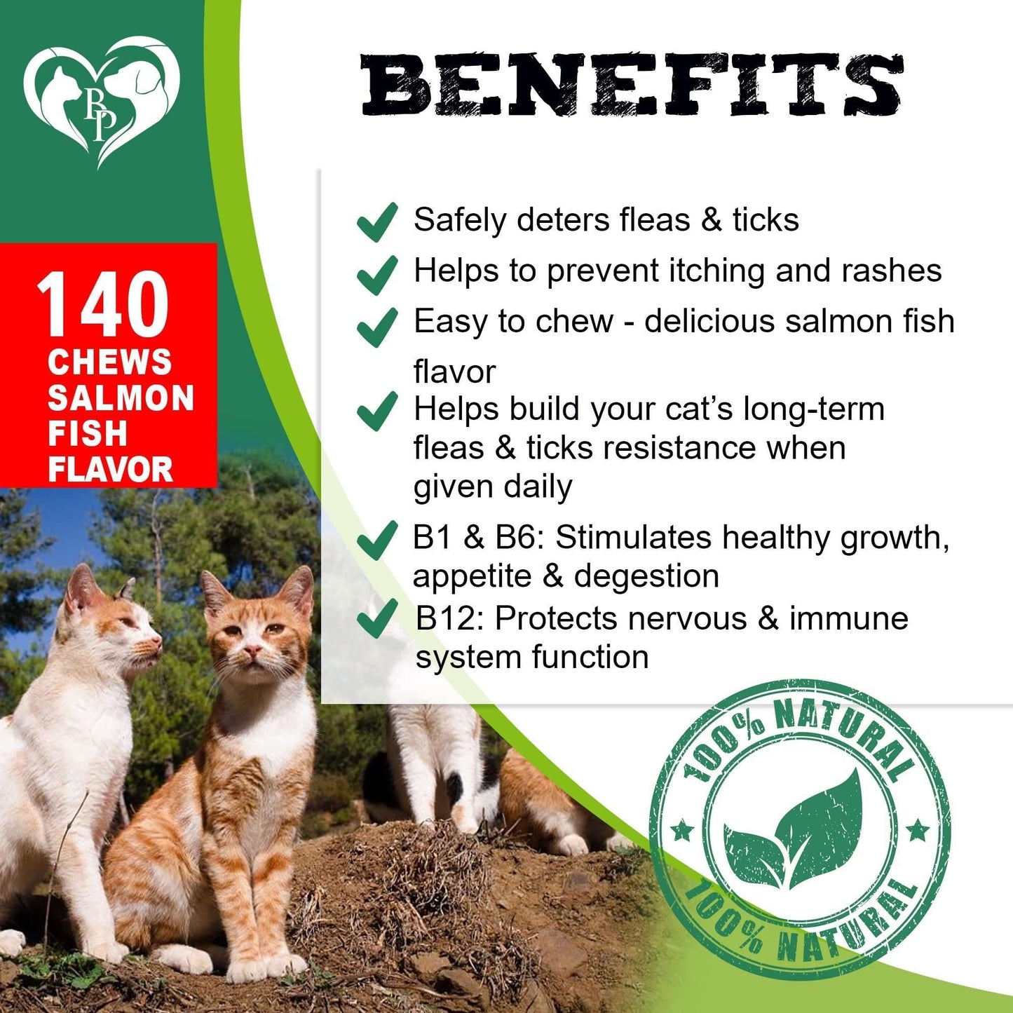 Flea and Tick Prevention Chewable Pills for Cats Revolution Oral Flea Treatment for Pets Pest Control & Natural Defense Chewables Small Tablets Salmon Fish Taste