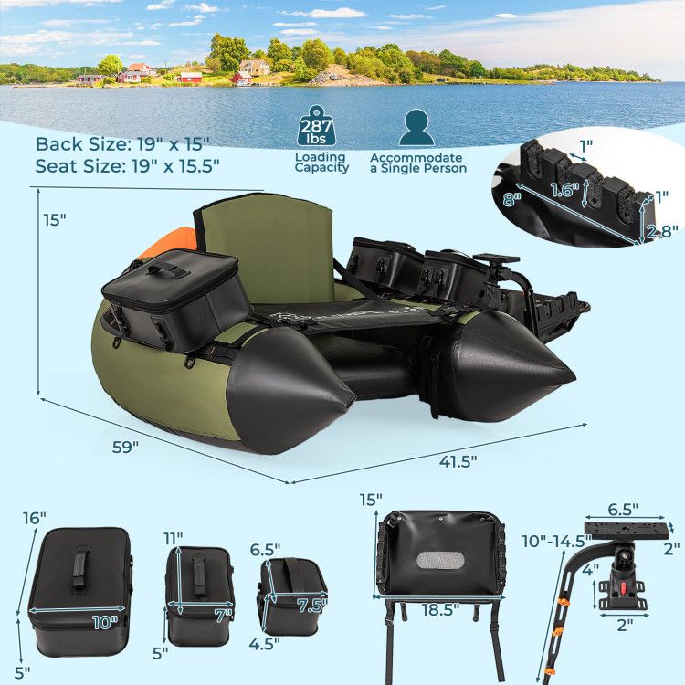 Bote de pesca portátil con 3 cajas de almacenamiento desmontables