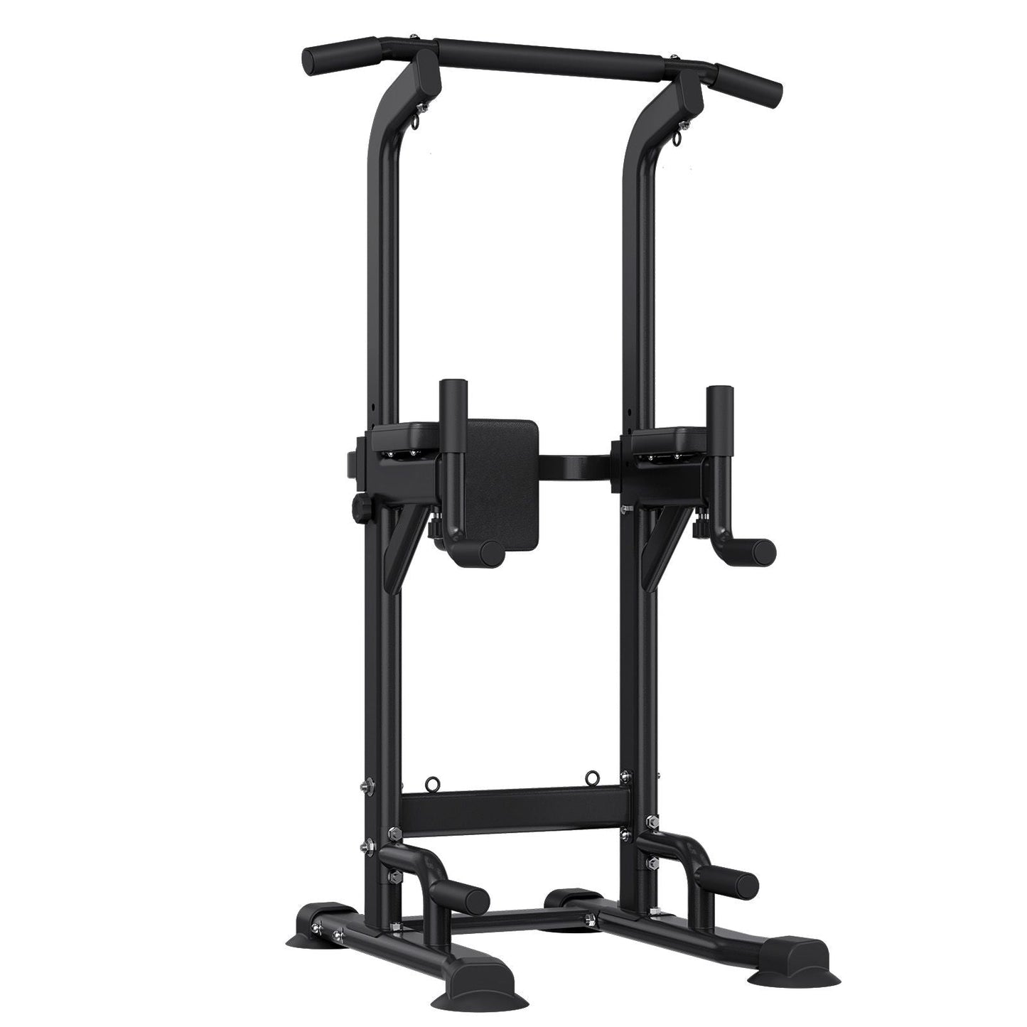 Pull Up Bar, 330 LBS Power Tower Dip Station, Workout Dip Station with H-Shaped Stable Base & Back Pad, Adjustable 12 Level Height Free Standing Chin Up Bar for Back, 4-Level Adjustable Back Pad