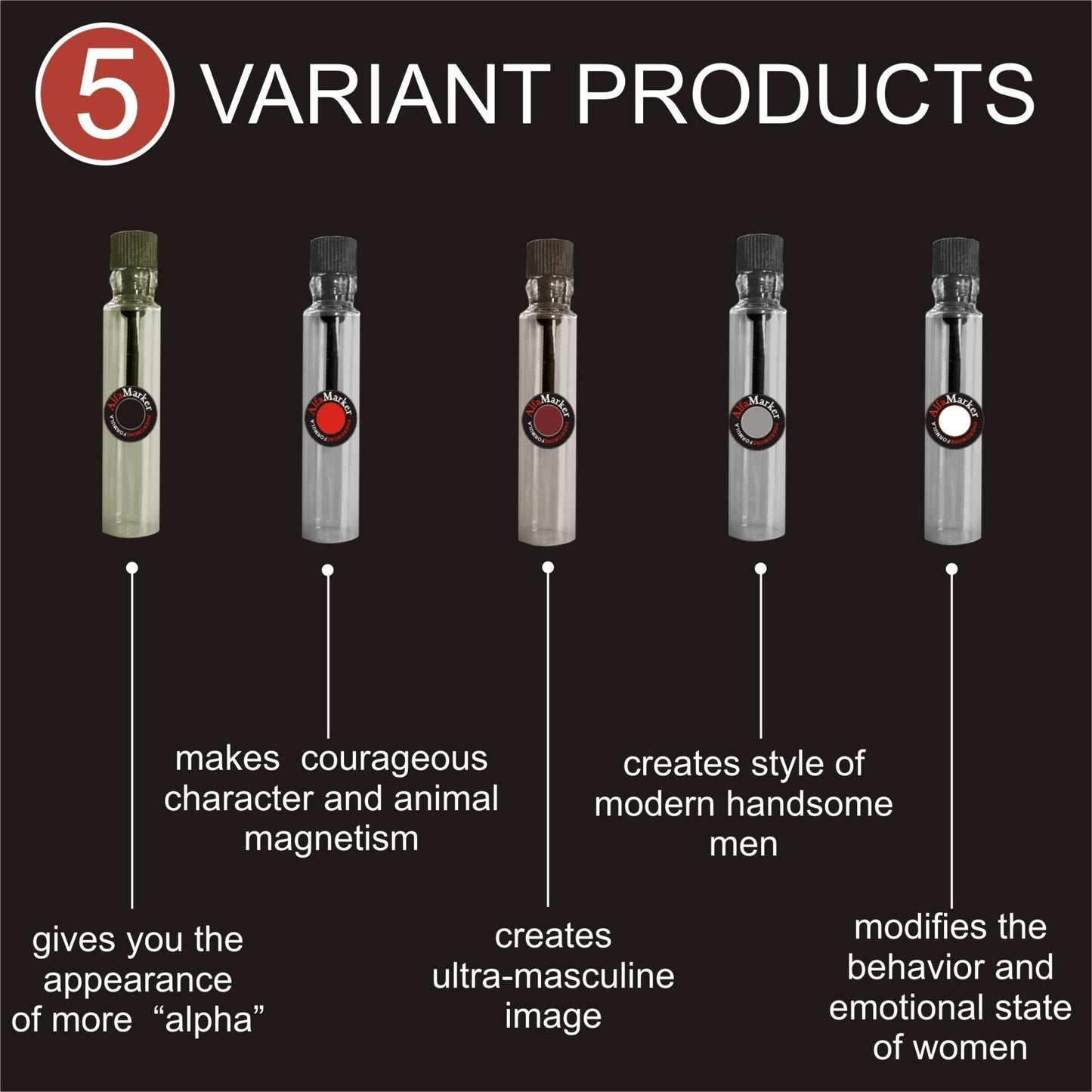 Pheromone Cologne for Men 5 Male Pheromone Perfumes x 2ml Pheromone Perfume Set Great Holiday Gift