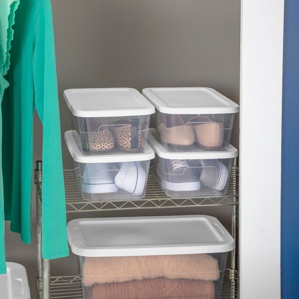 16qt Clear Storage Box with Lid White