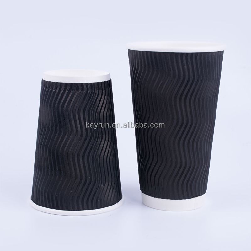 50PCS 8oz 12oz 16oz Custom Printed E co F riendly Triple Ripple Wall cup 3 Layer Disposable hot drink Coffee Paper Cups