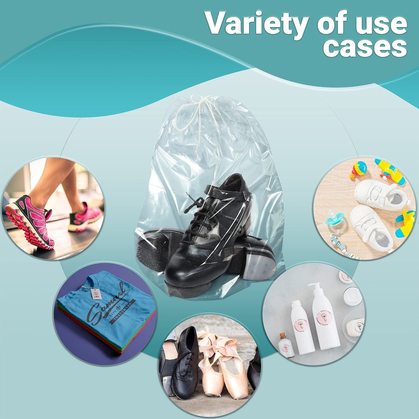 Clear Drawstring Bag, 12 x 18 Inches. Pack of 1000 Clear Plastic Drawstring Bags. 2 Mil Drawstring Clear Plastic Bags. Waterproof Clear Plastic Bags Drawstring for Cosmetics, Toiletries