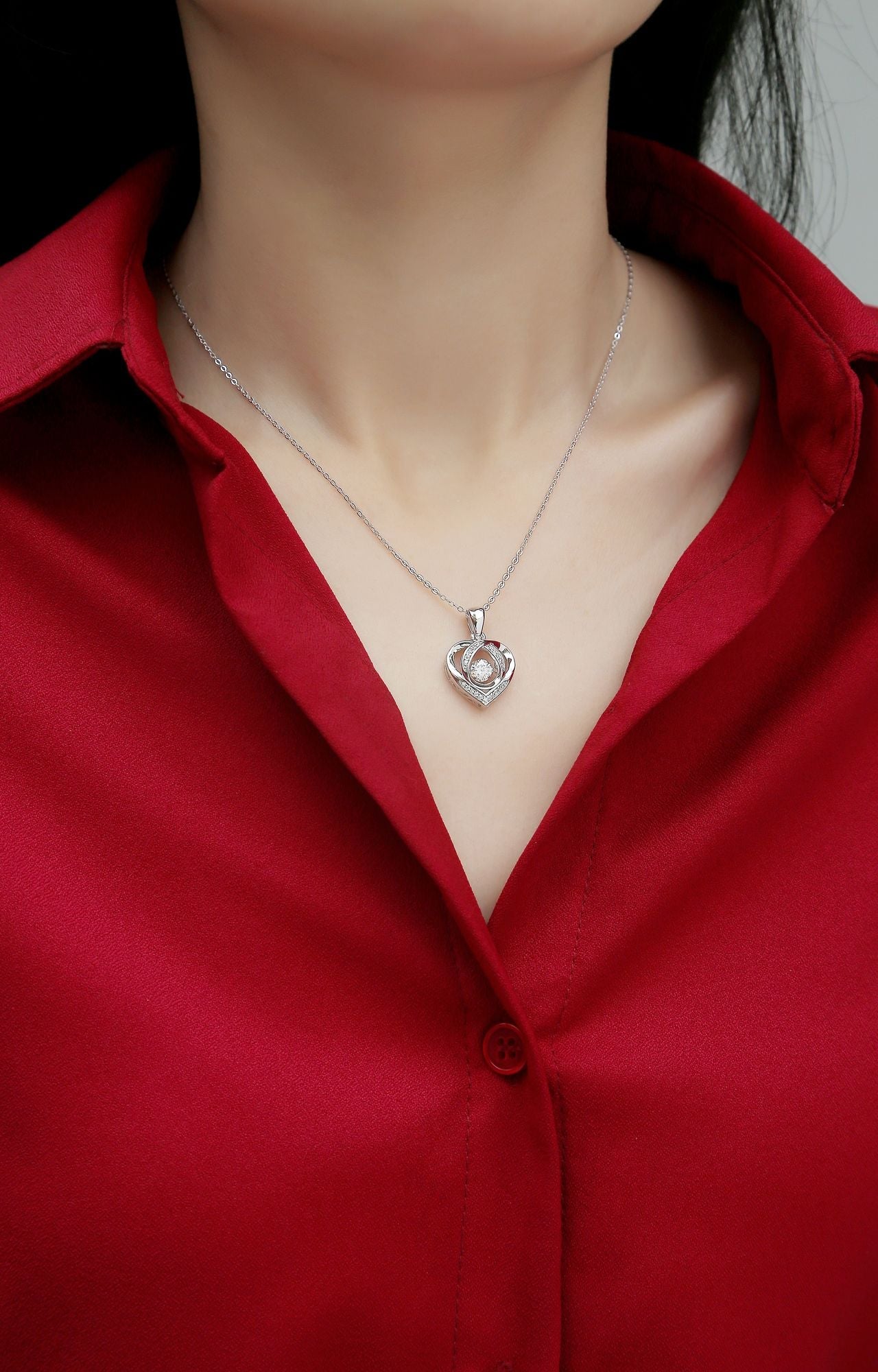 With you in my Heart - A fashionable and trendy jewelry necklace pendant set with 0.5-carat Moissanite S925 sterling silver
