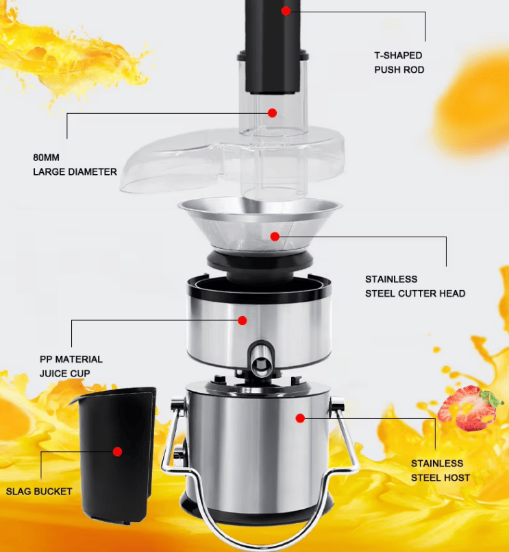 87043565 1100W household centrifugal juicer multi-function electric juicer 2.5L slag cup does not contain BPA fruit and vegetable juice, modern vertical mixing kitchen juicer, secondary mechanical
