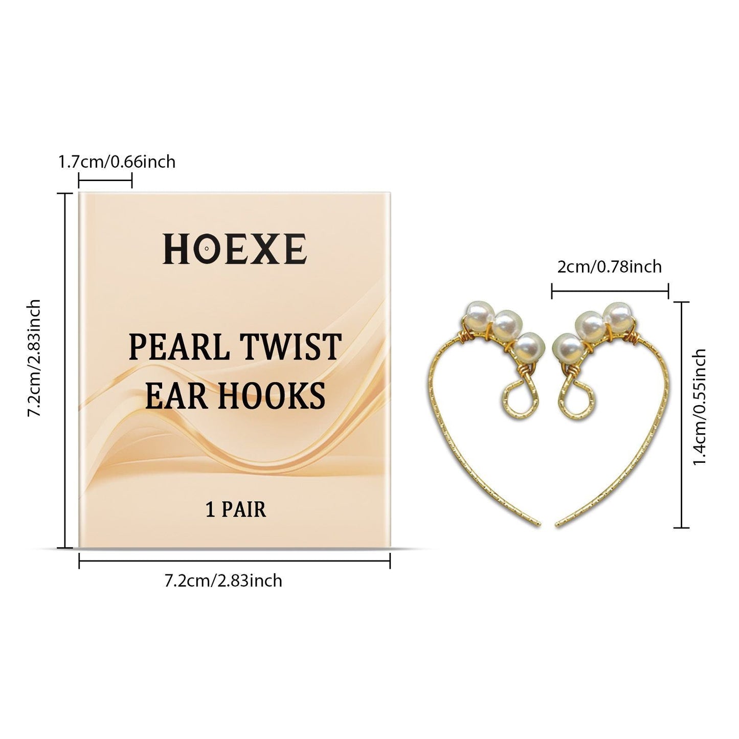 HOEXE Pearl Accent Twist Ear Hooks, 1 Pair