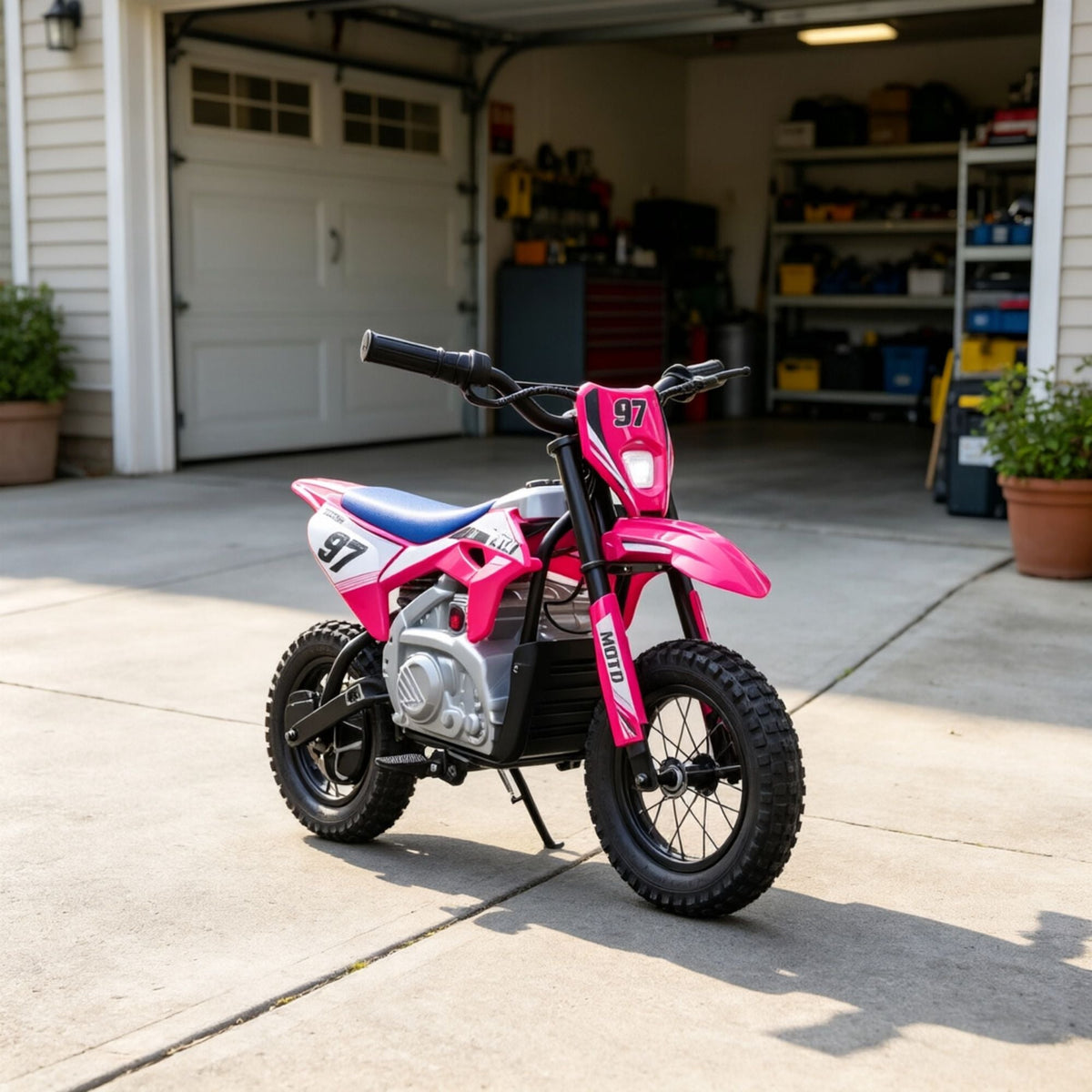 Kids Electric Dirt Bike 36V with Brushless Motor Up to 9.9 MPH Inflatable Tires Rear Suspension ,Pink