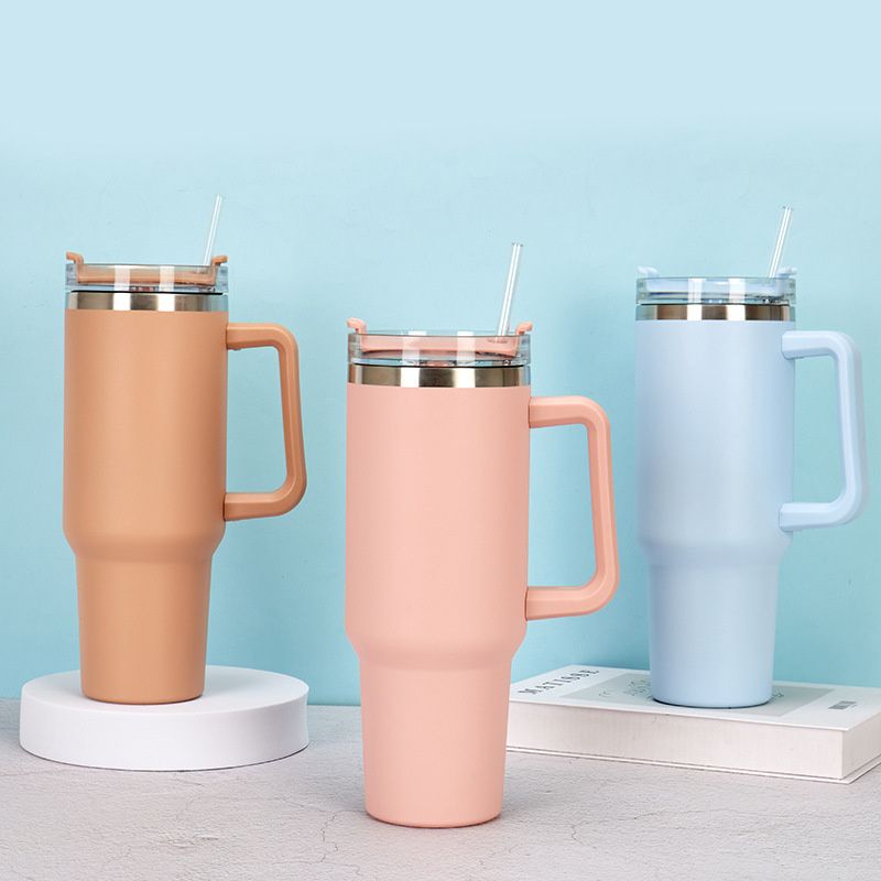 40oz Adventure Quencher Tumbler T hermos Vacuum Cups With Handle Stainless Steel Travel Water Cup Stay Ice Cold Car Coffee Mug